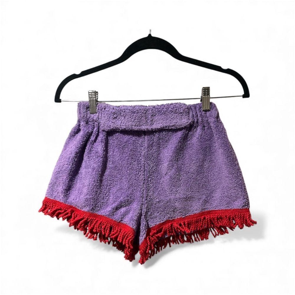 La Veste Purple Terry Cloth Fringe Shorts – Size M